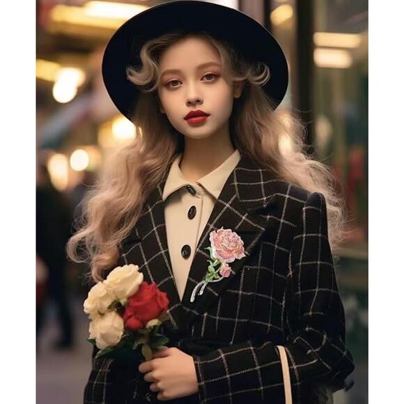 PIPER K Rose Brooch Floral Pin Corsage Dress classic pop accessories - Picture 6 of 8